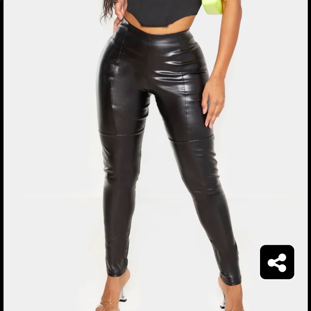 NWT PLT Shape Black(leather) Panelled Pants